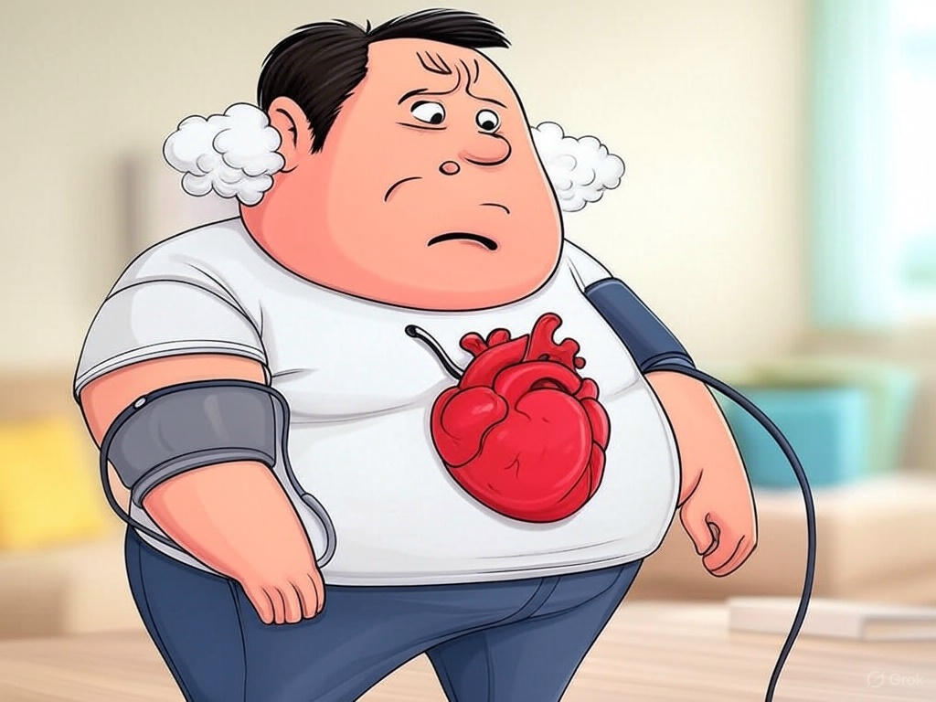Cartoon Man Overwhelmed by High Blood Pressure: A Humorous Take